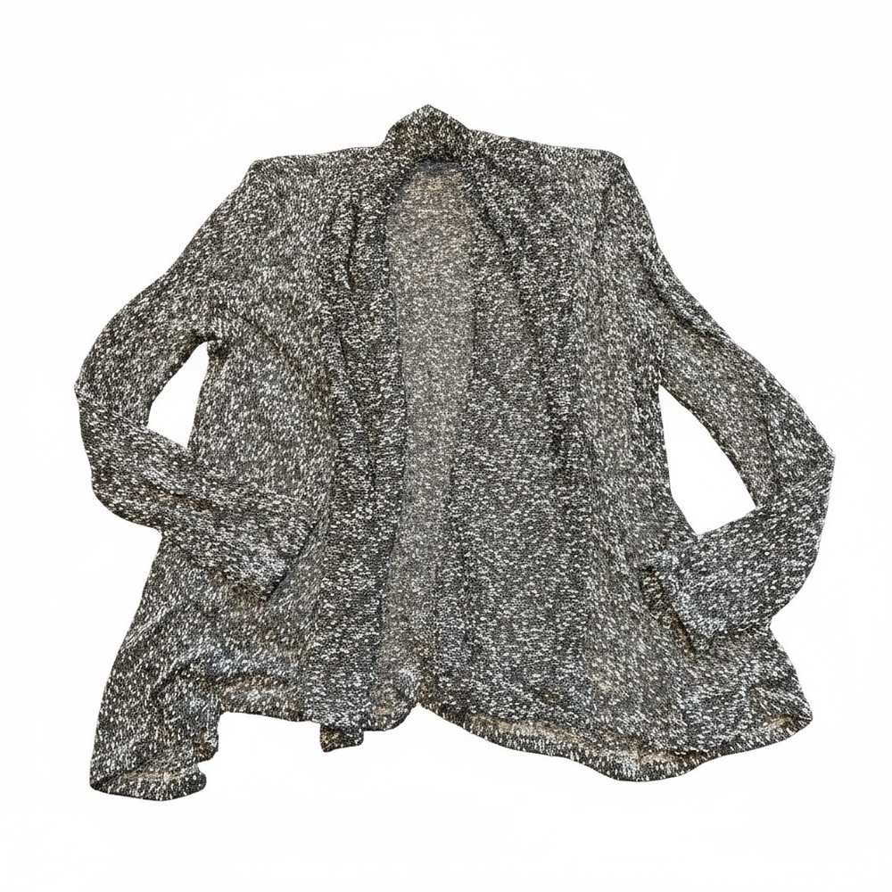 Ginger G Womens‎ Marled Knit Open Front Cardigan Black White Size M 7936A